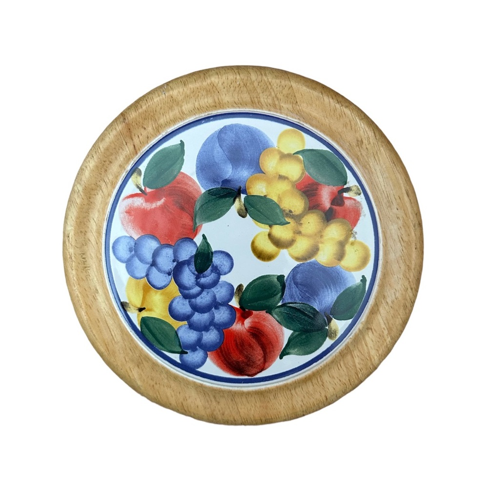 Dansk Fruit Print Hot Plate | Dinner Table Trivet for Serving Hot Food, Pot, etc